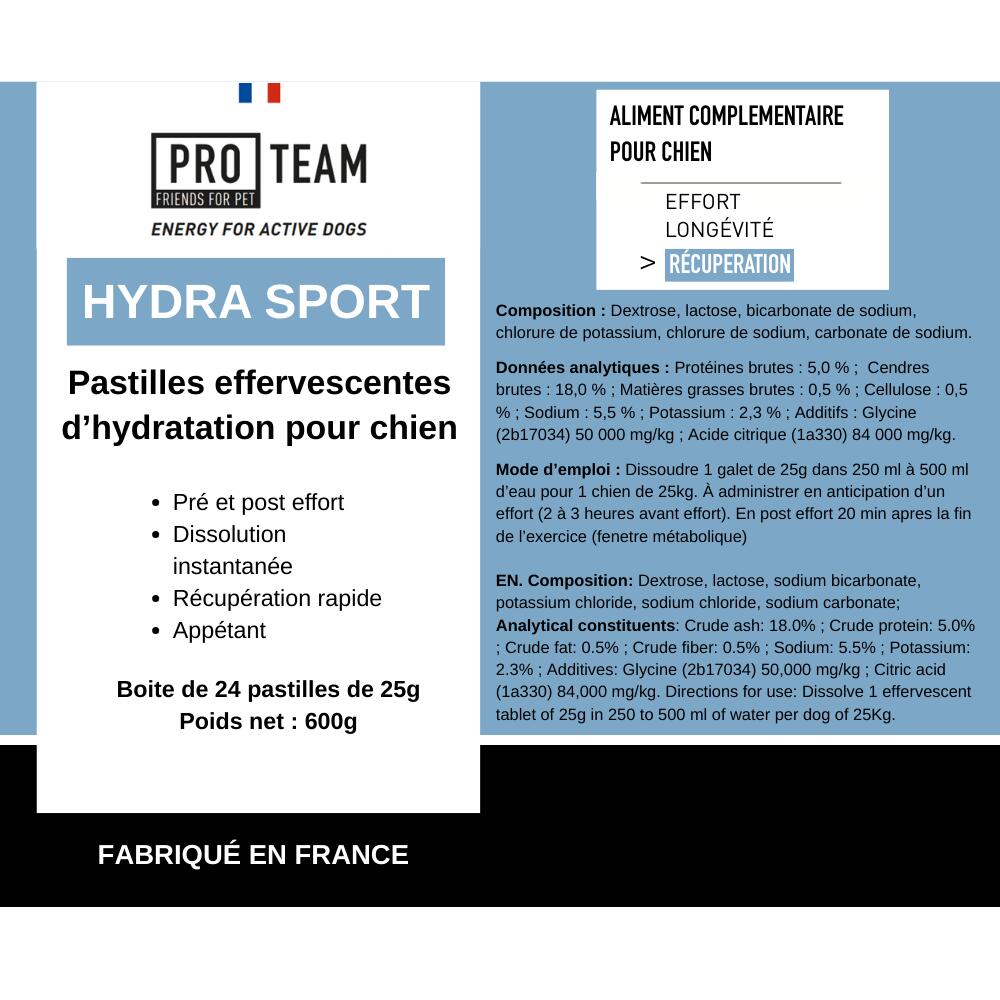 PASTILLES HYDRATATION CHIEN SPORT – ÉLECTROLYTES GLUCOSE - PRO TEAM HYDRASPORT 3/3