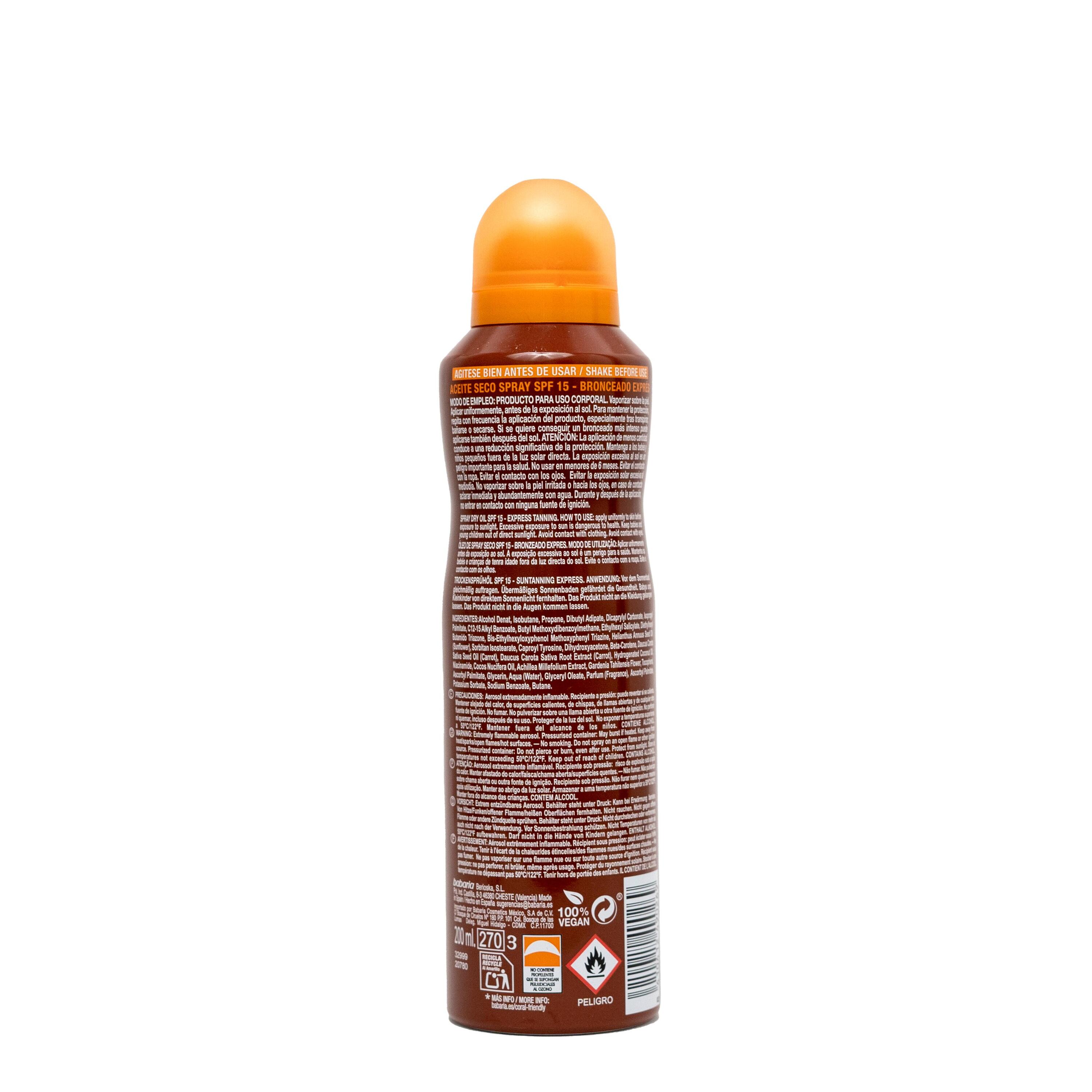 Babaria Bronze Bruma Aceite Seco SPF15 200 ml 2/7