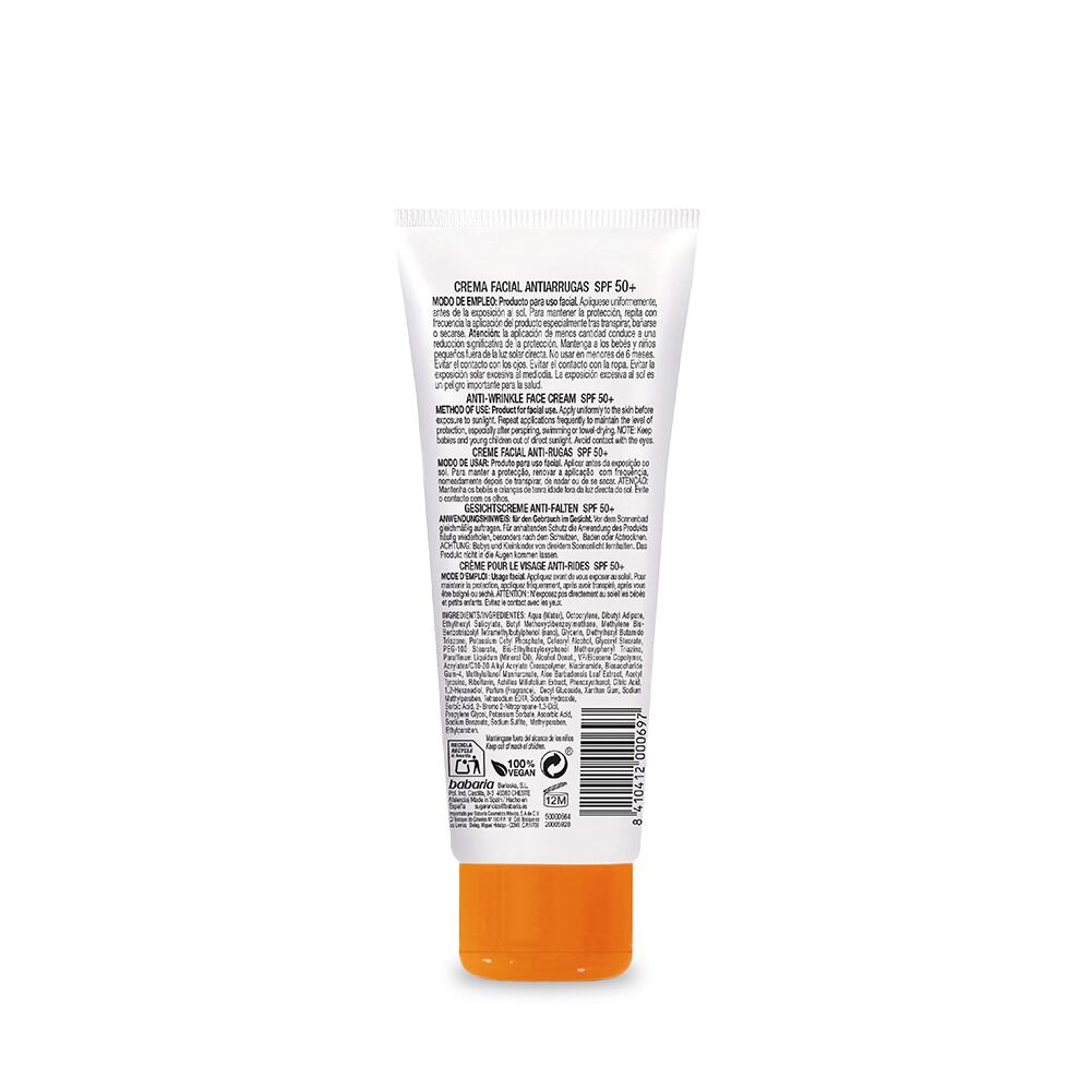 Babaria Protector Solar Facial SPF50+ Antiarrugas Aloe Vera 75 ml 2/7