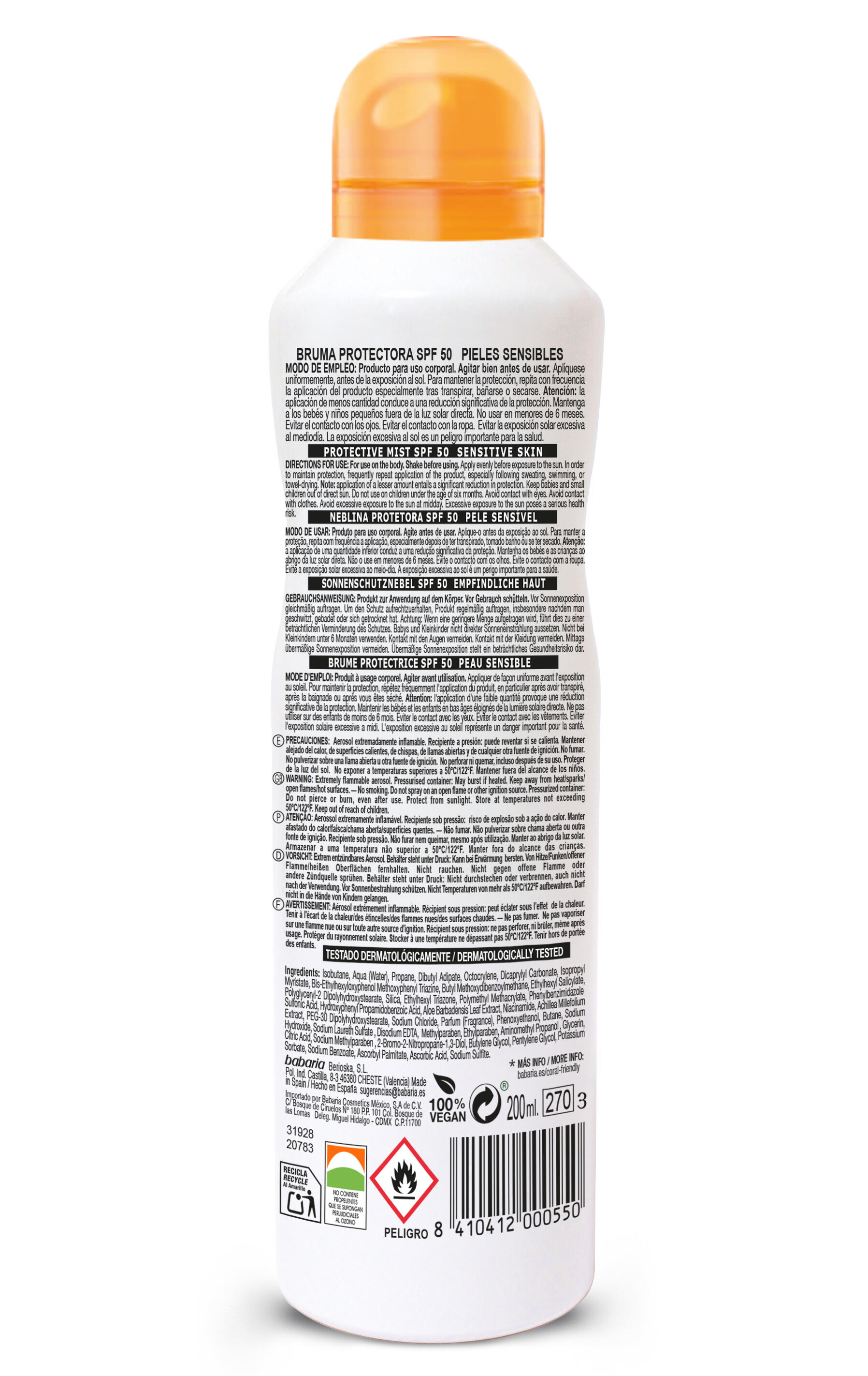 BABARIA Bruma Solar SPF50+ para Pieles Sensibles 200 ml 2/7