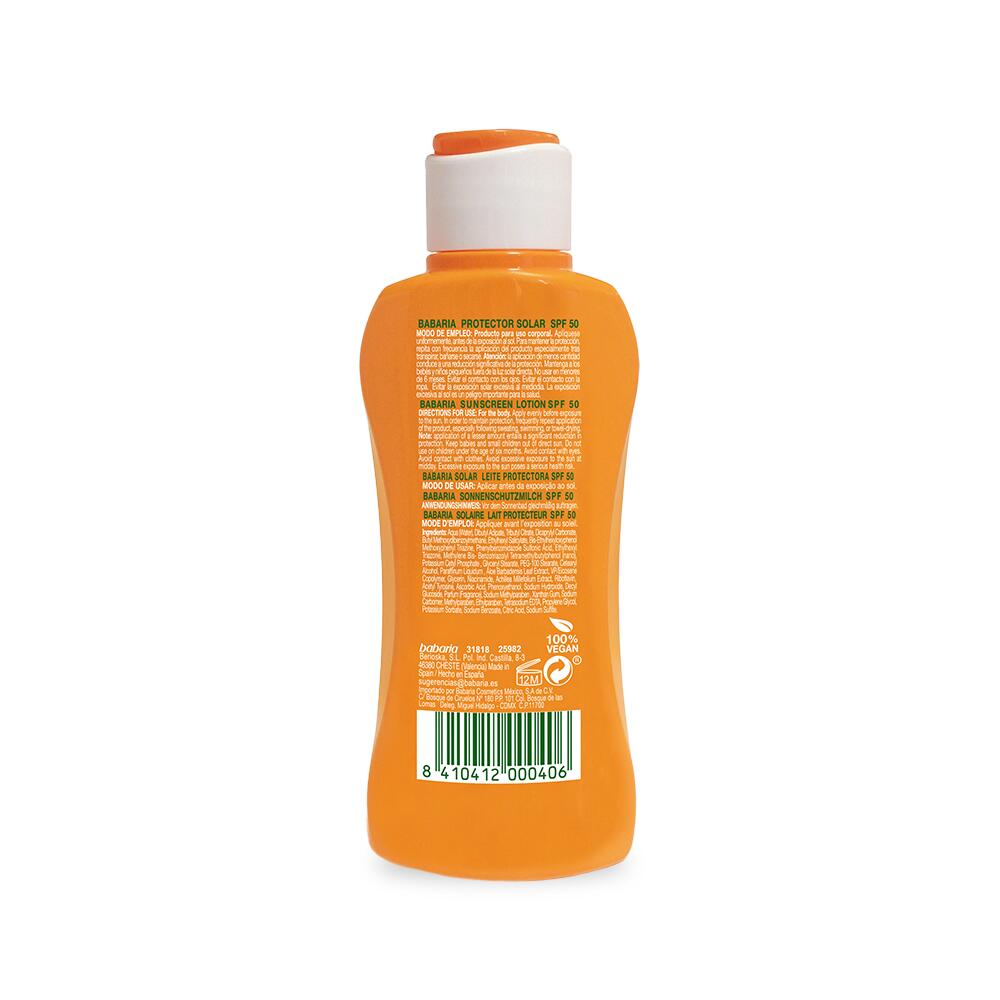 Babaria Leche Solar Aloe SPF50+ Hidratante Muy Resistente al Agua 2/7