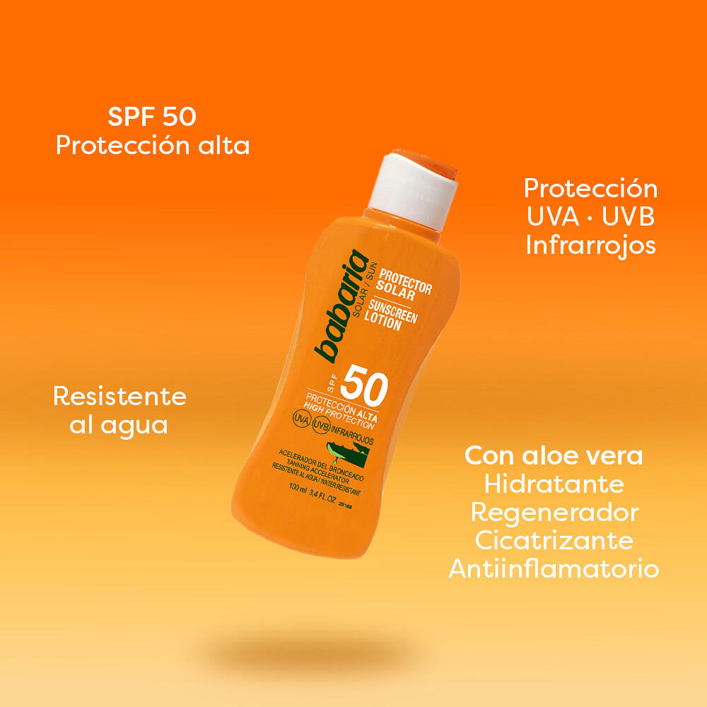 Babaria Leche Solar Aloe SPF50+ Hidratante Muy Resistente al Agua 6/7
