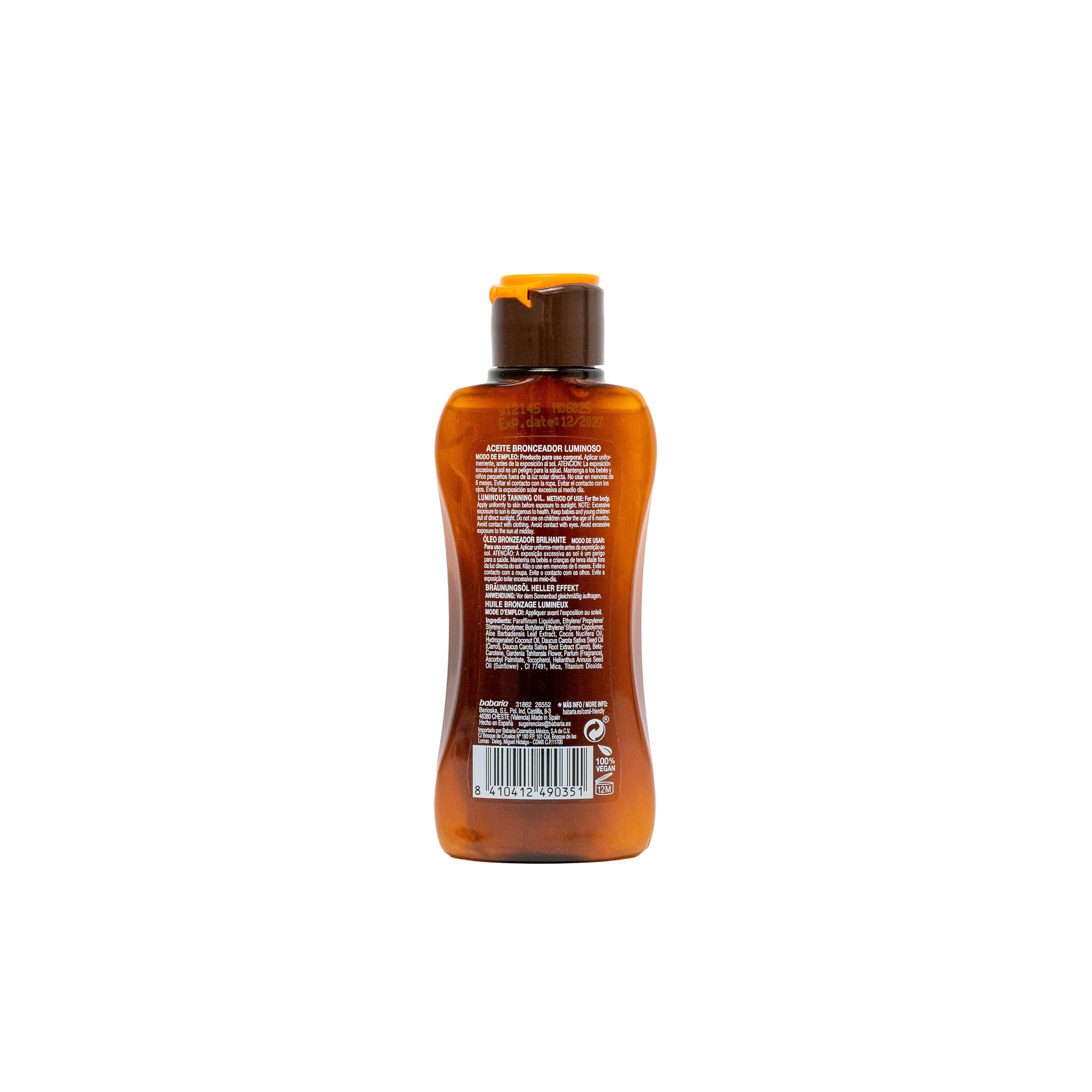 BABARIA Aceite corporal autobronceador 100 ml formato viaje 2/7