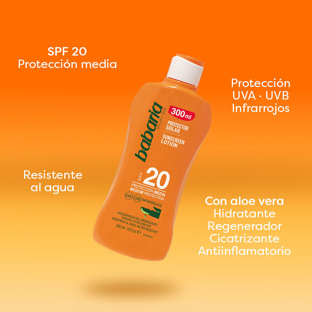 BABARIA Leche solar corporal Aloe Vera SPF20 300 ml 5/7
