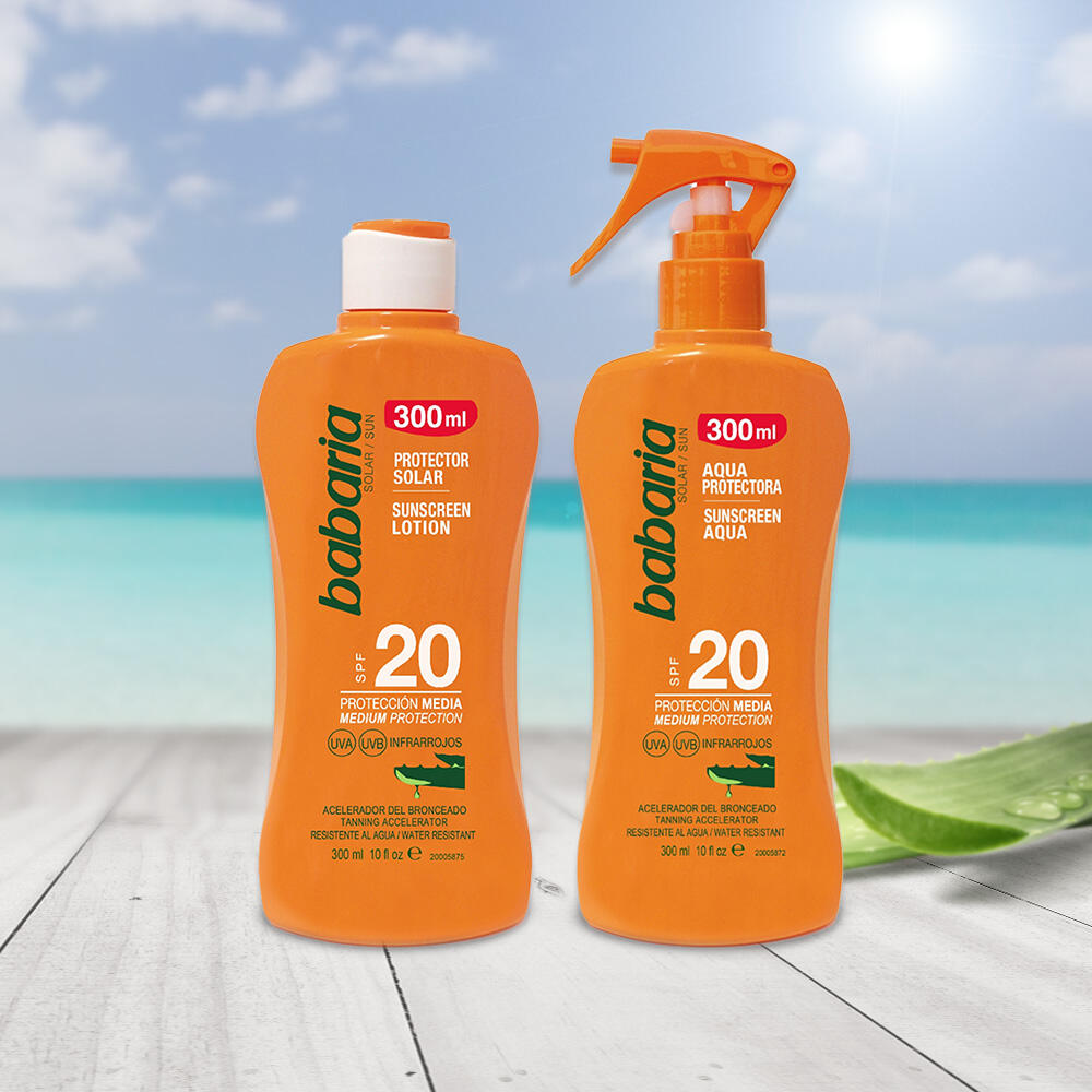 BABARIA Leche solar corporal Aloe Vera SPF20 300 ml 6/7