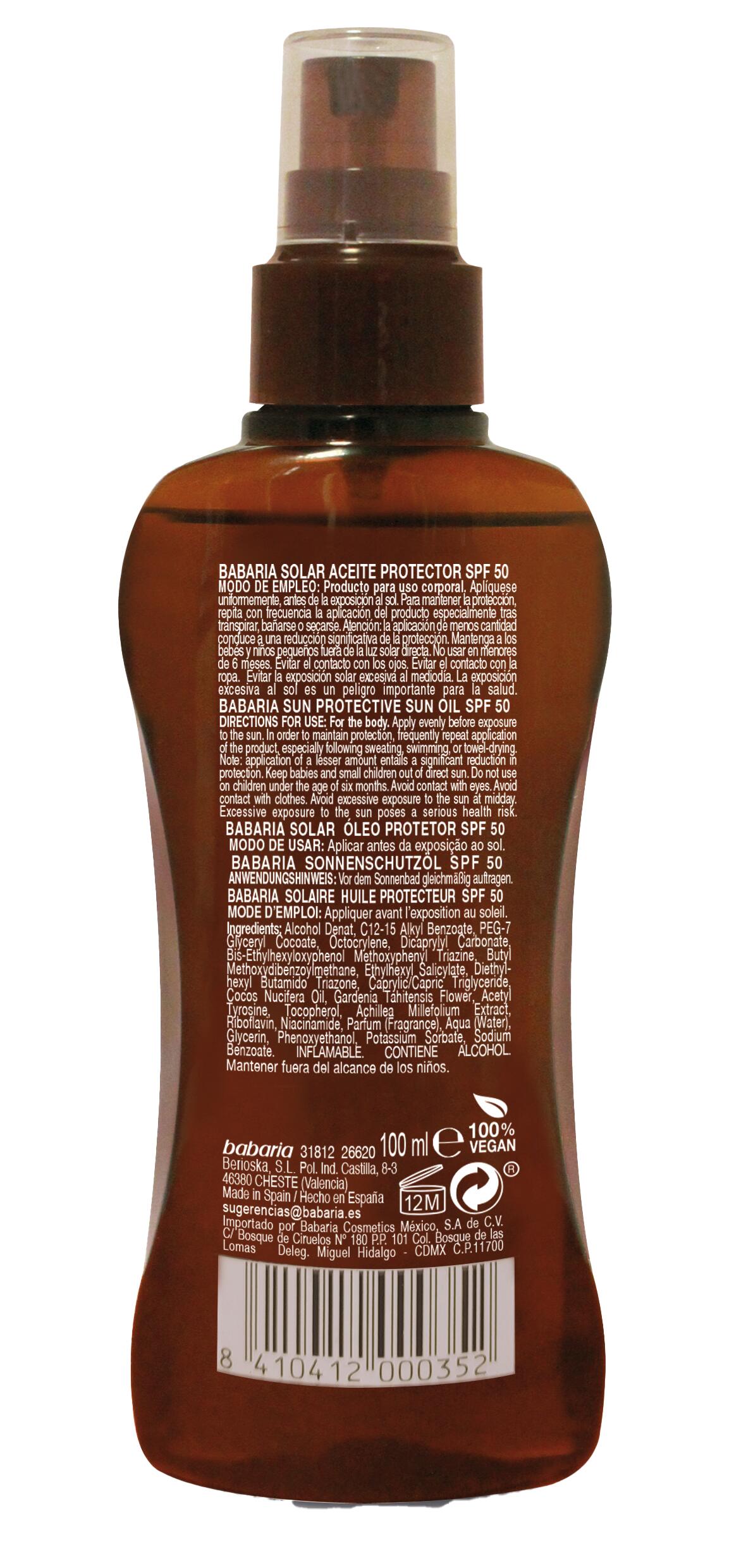 Aceite protector solar Babaria SPF 50+ Coco, 100 ml 2/7