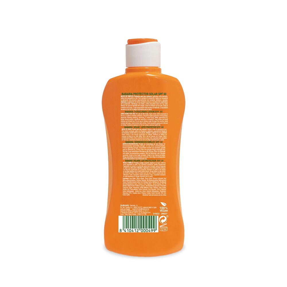 Babaria Leche Solar Aloe SPF50+ Hidratante Muy Resistente al Agua 2/7