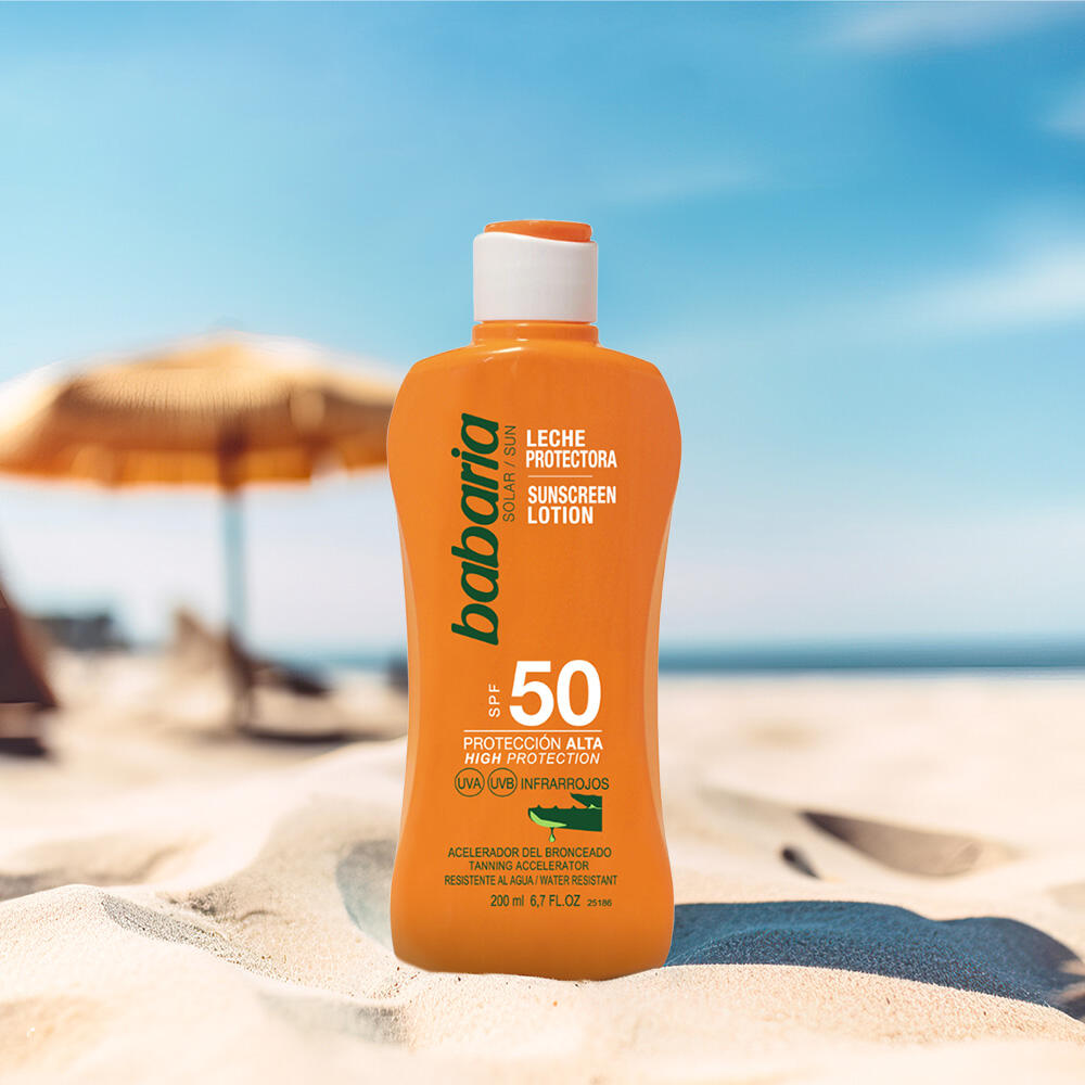 Babaria Leche Solar Aloe SPF50+ Hidratante Muy Resistente al Agua 4/7