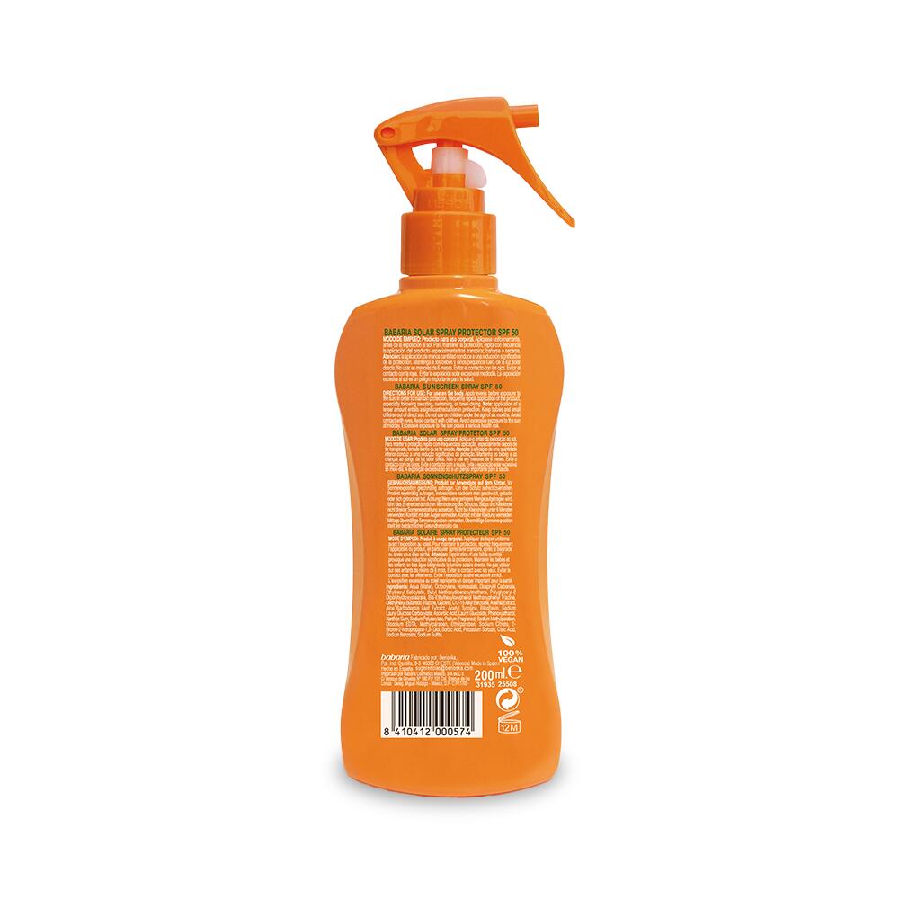 Babaria Spray Solar Aloe SPF50 200 ml, resistente al agua 2/7