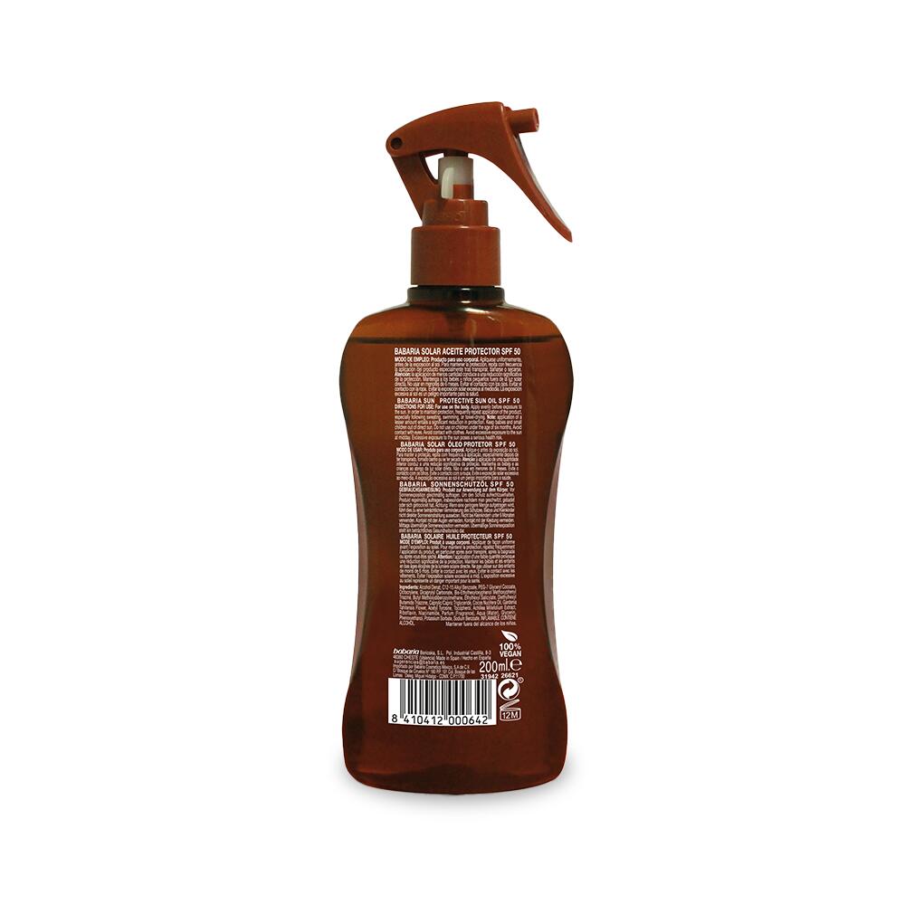 Babaria Spray Aceite Protector Solar Coco SPF50 - 200 ml 2/7