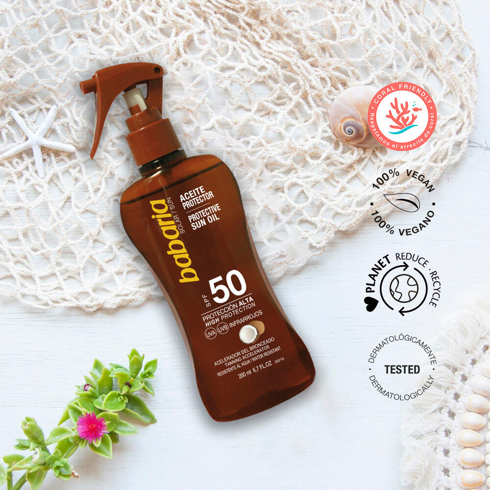 Babaria Spray Aceite Protector Solar Coco SPF50 - 200 ml 6/7