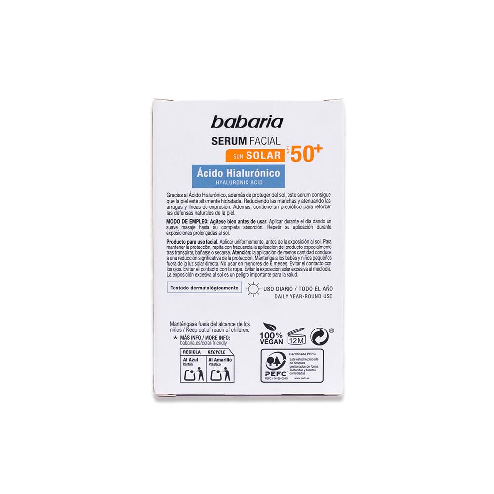 Babaria Sérum Solar Facial Ácido Hialurónico SPF50+ 30 ml 2/7