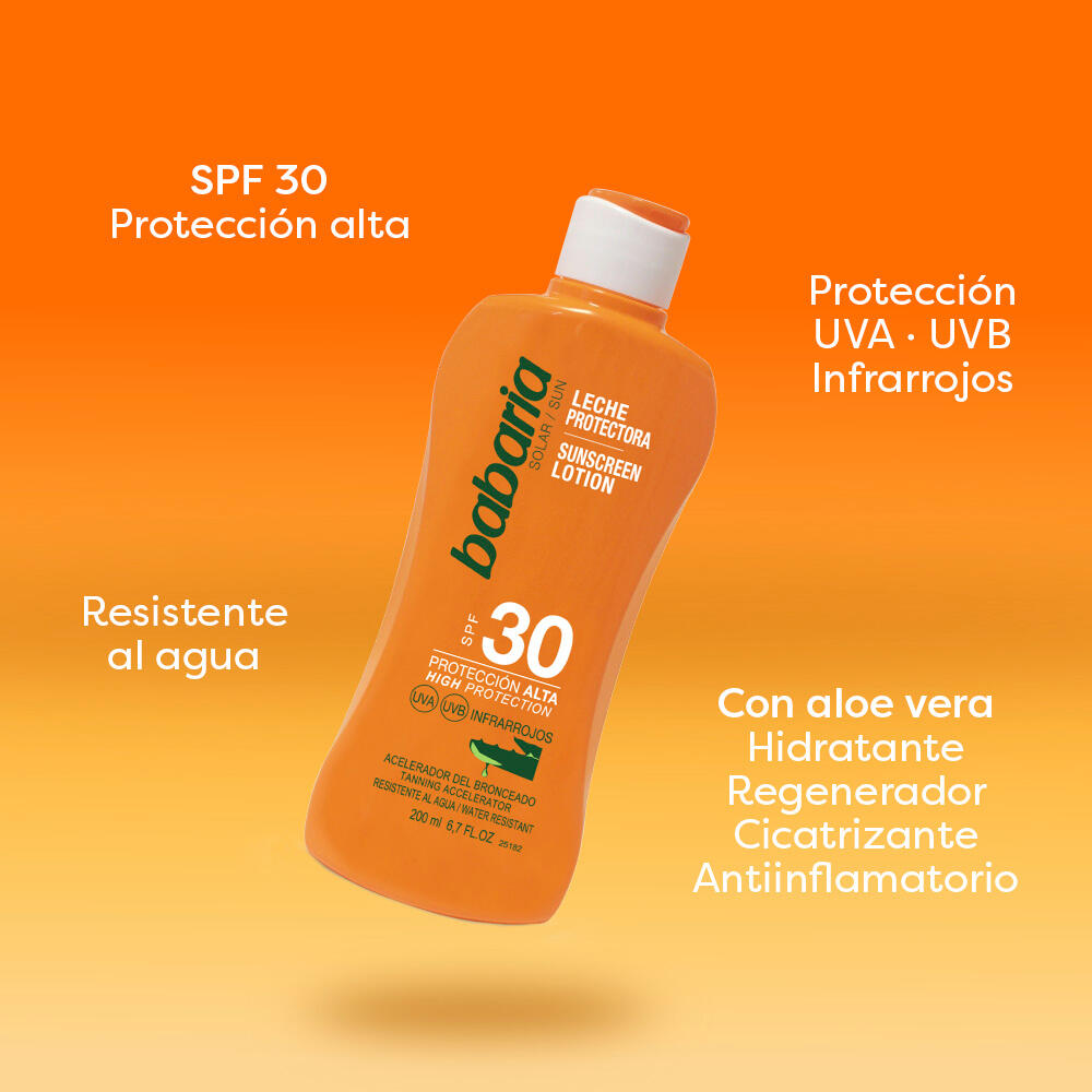 Babaria Leche Solar Aloe SPF 30 hidratante resistente al agua y al sudor 5/7