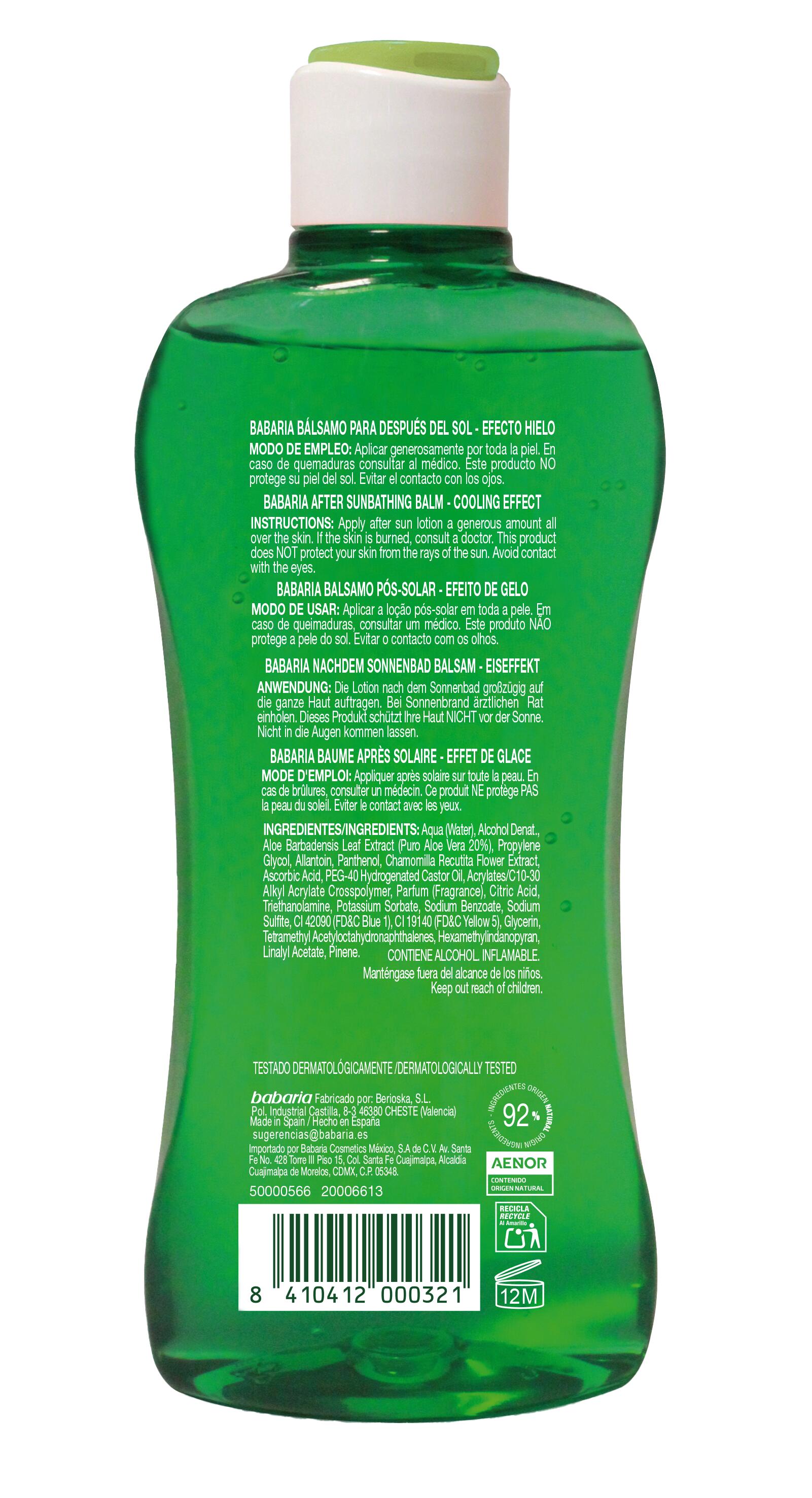 Babaria Bálsamo After Sun efecto hielo con Aloe Vera 200 ml 2/7