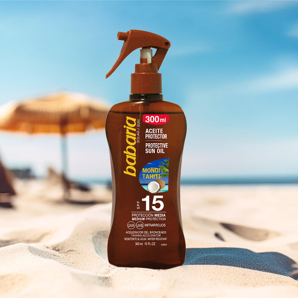 BABARIA Spray Aceite Solar Monoi de Tahiti SPF15 200 ml 3/7