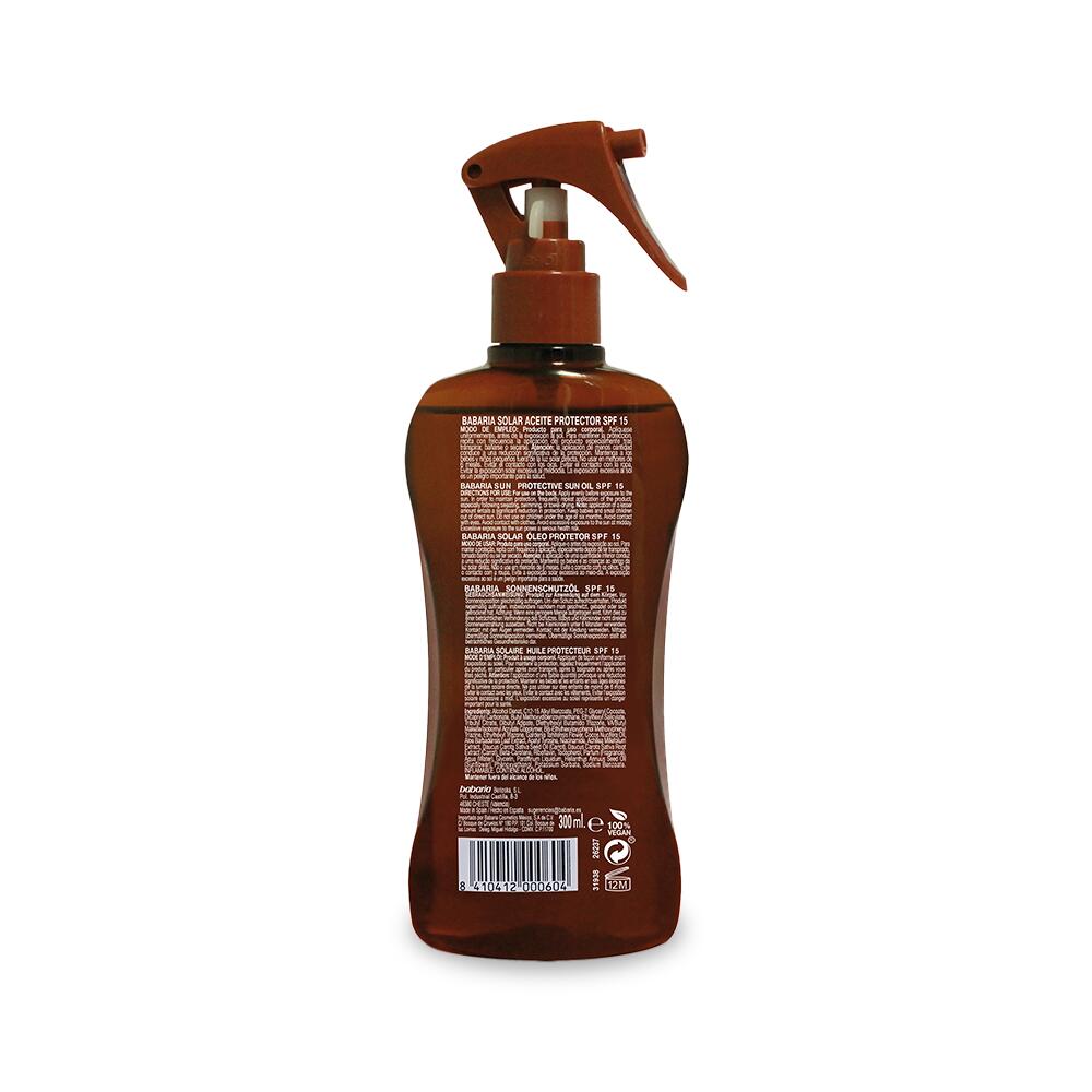 BABARIA Spray Aceite Solar Monoi de Tahiti SPF15 200 ml 2/7