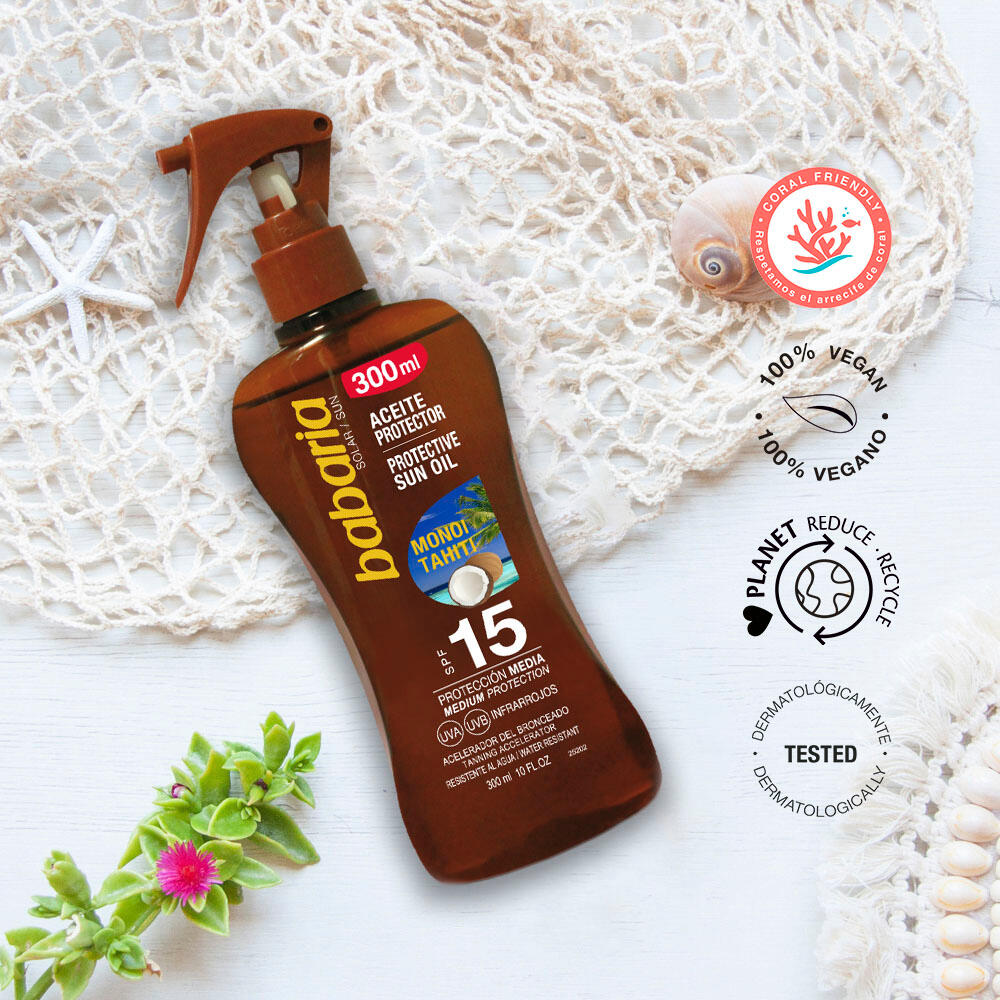 BABARIA Spray Aceite Solar Monoi de Tahiti SPF15 200 ml 6/7
