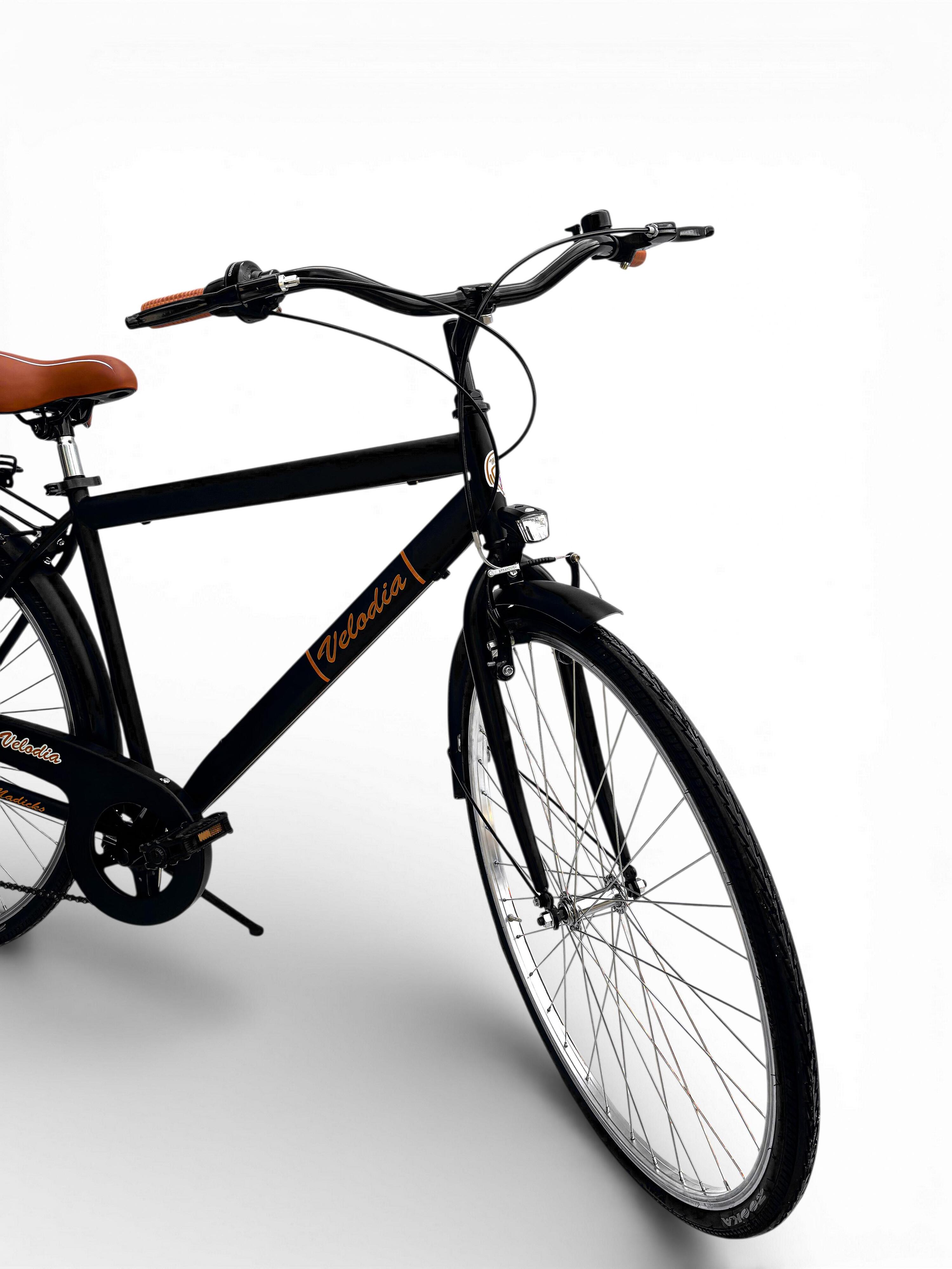 Bicicletta Uomo Passeggio Misura 28 Bici Da Città Con Cambio Nero Vintage Retrò 7/8