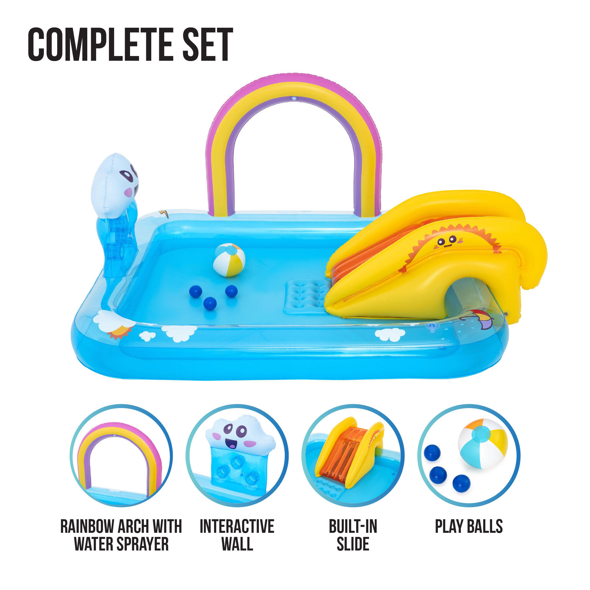 Bestway Rainbows ‘N Rays Play Centre, Inflatable Kids Pool, Water Play Centre 5/6