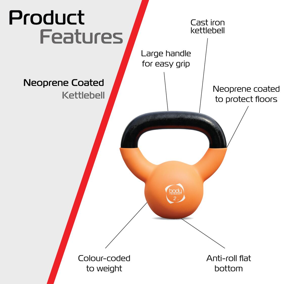 Body Revolution 2 kg neopreen kettlebell 2/6