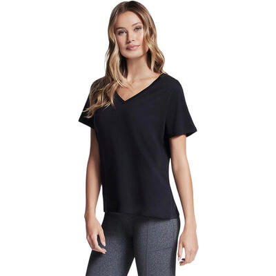 T-shirt skechers pima v-neck tee, zwart, dames
