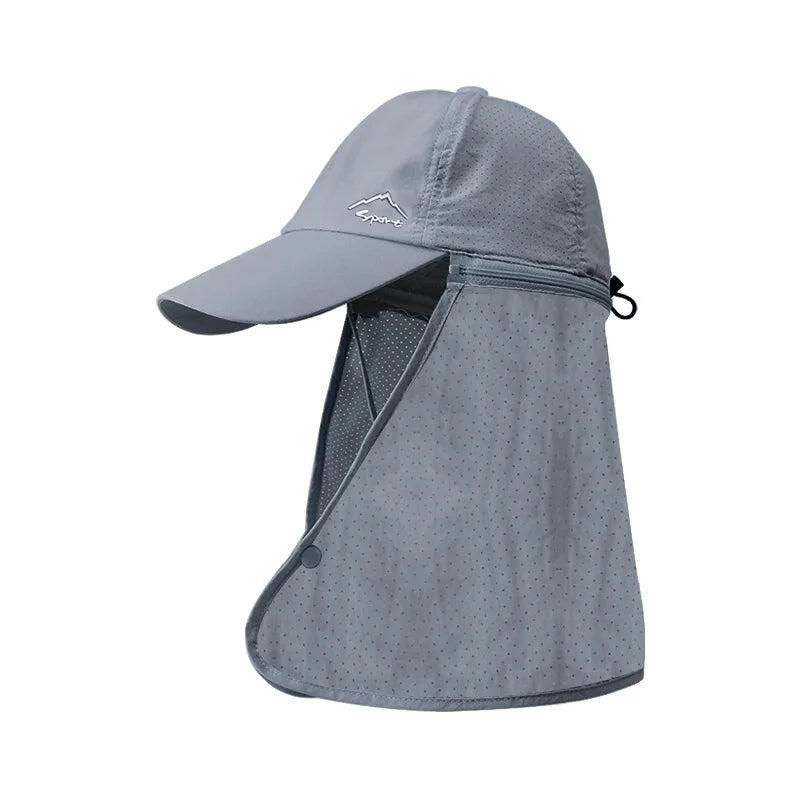 Sun Hat Quick-Dry Neck Flap Unisex (Dark Gray)