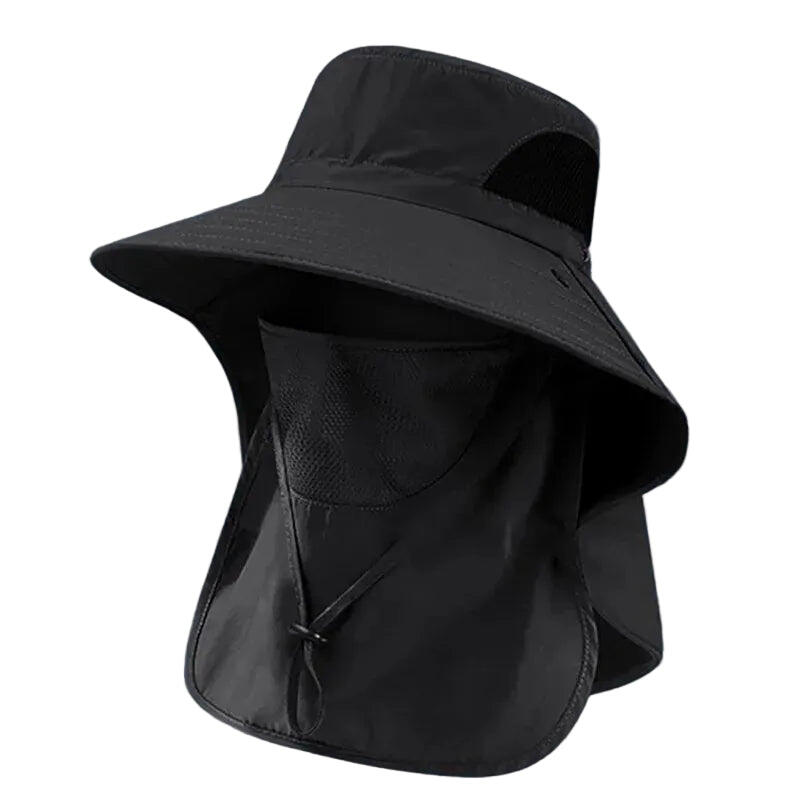 Sun Hat with UV Protection Neck Flap for Outdoor (Black)