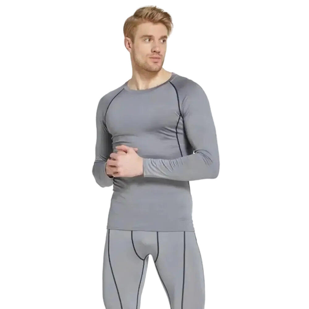 Top Long Compression Gray Sleeve Quick Dry for Men (Small)