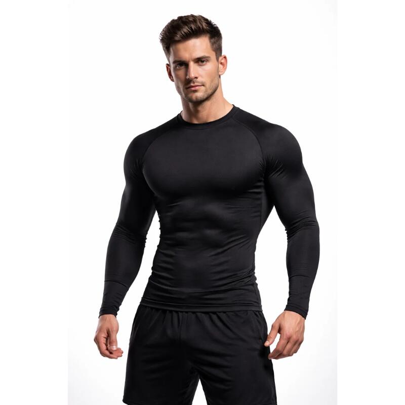 Top Long Compression Black Sleeve Quick Dry for Men (Small)
