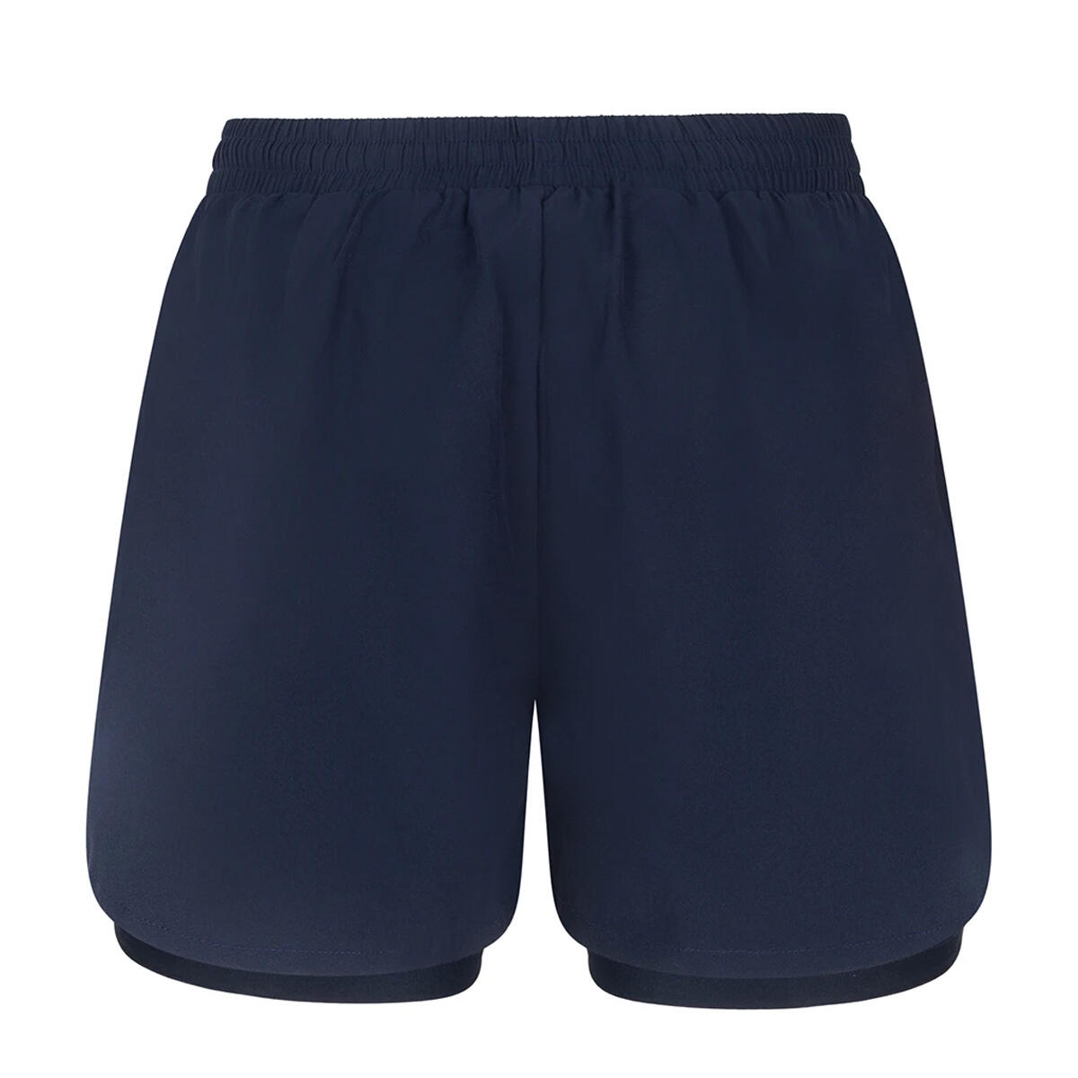 Womens/Ladies Double Layer Sports Shorts (Navy) 2/4