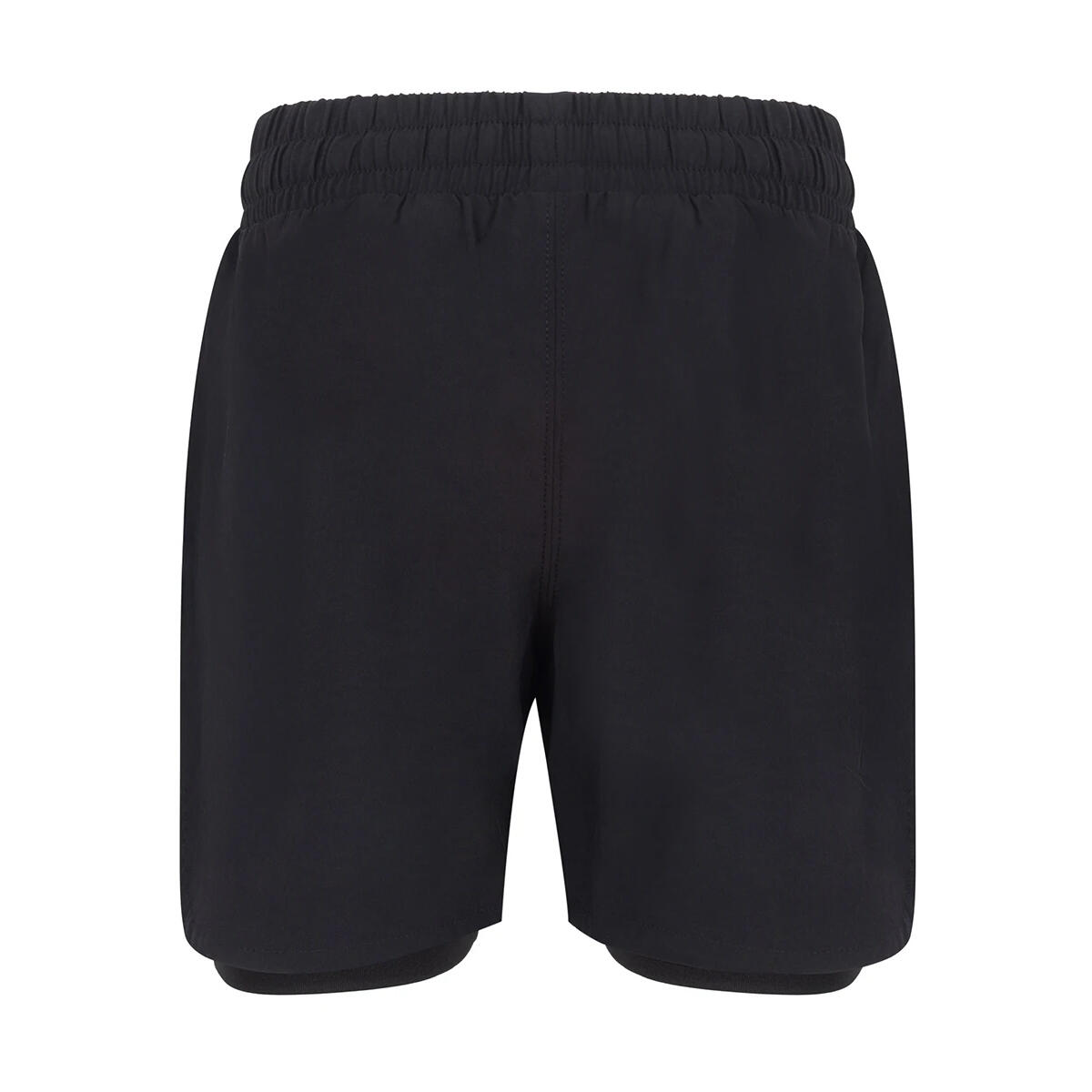 Childrens/Kids Double Layer Sports Shorts (Black) 2/3