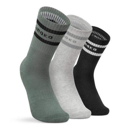 Herren und Damen Fitness Mittelhohe Sportsocken 3er-Pack Sidekick Slate Weiß