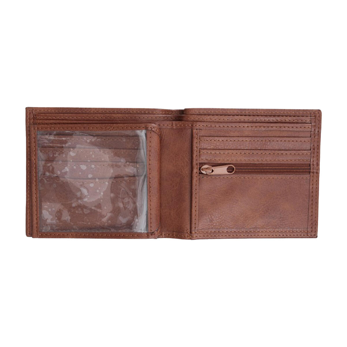 Brieftasche, Klassisch Damen und Herren Hellbraun 3/3