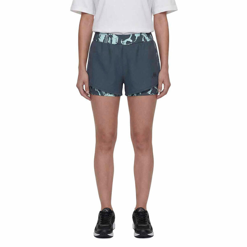Pantalon scurt 2‑în‑1 Kappa Igbax damă verde - Slim Fit
