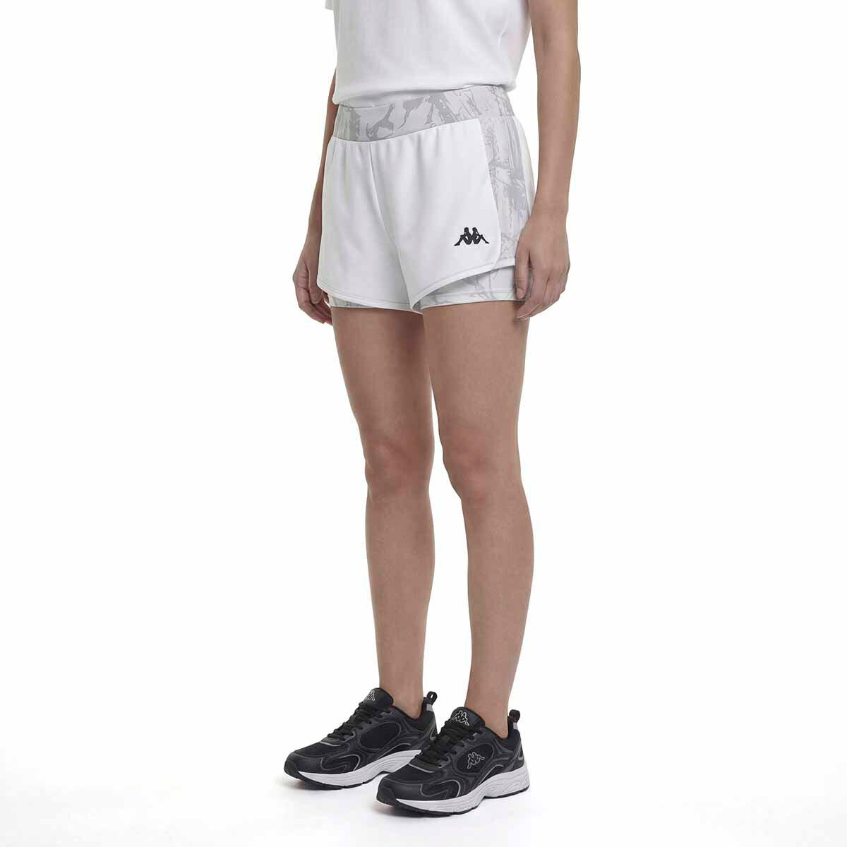 Pantaloncini sportivi da donna in poliestere bianco da training 5/7