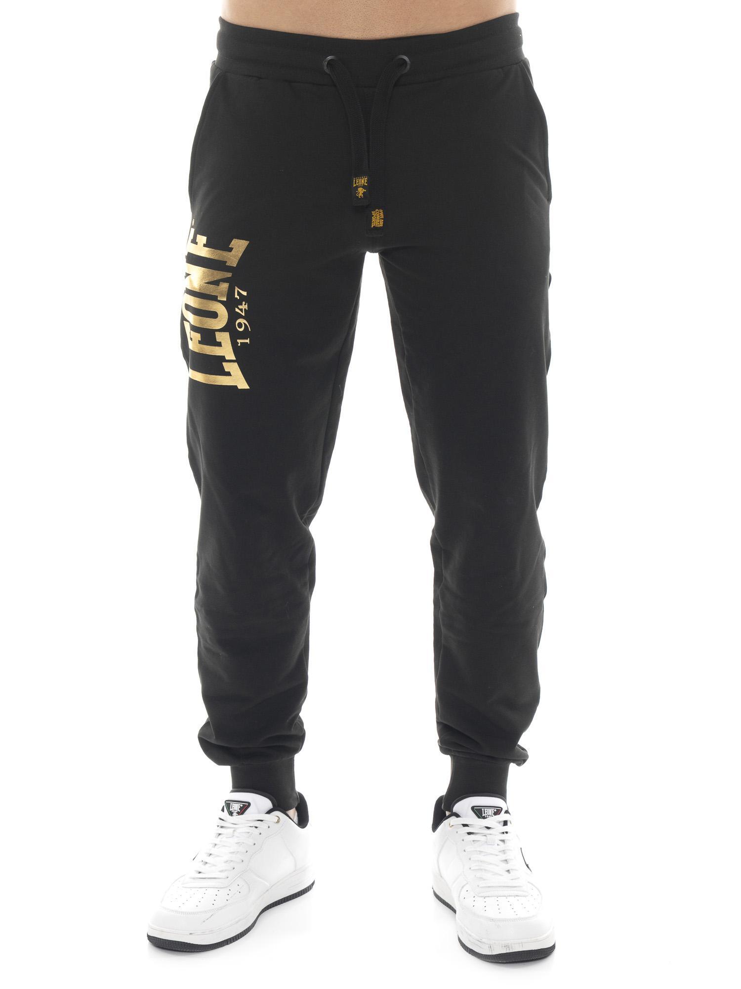 Pantaloni sport de iarnă pentru bărbați cu manșete, imprimeu auriu Leone 1947