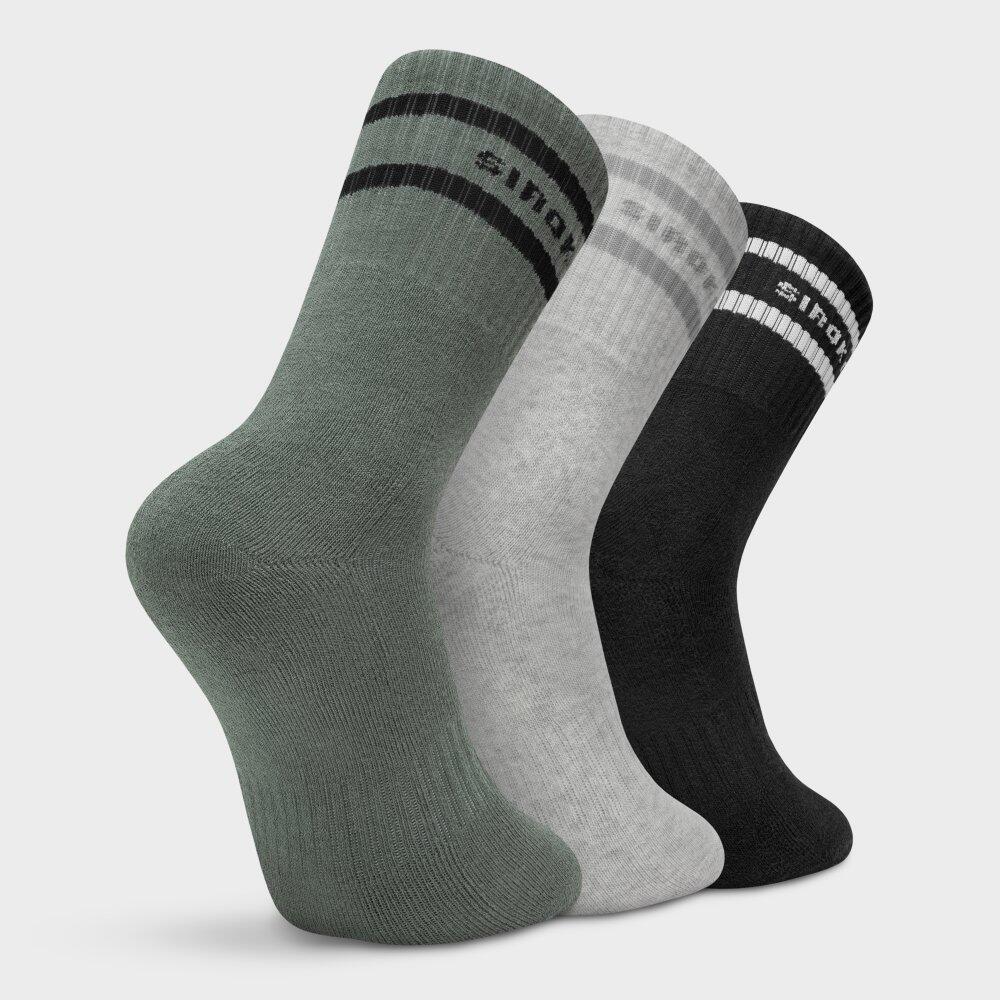 Herren und Damen Fitness Mittelhohe Sportsocken 3er-Pack Sidekick Slate Weiß 6/6