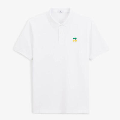 Polo met korte mouwen en gele kersenborduursels