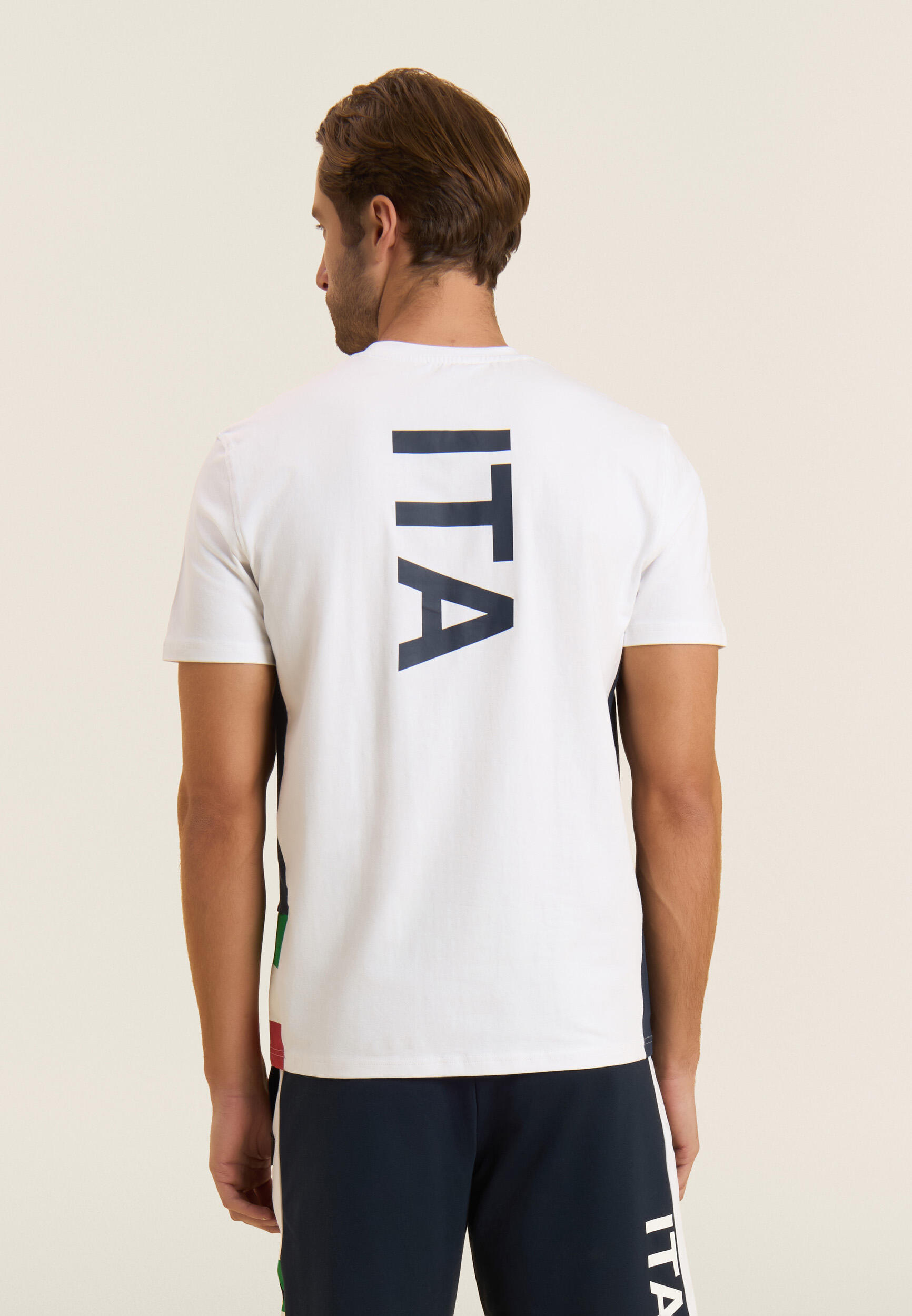 T-shirt Uomo Italia FGI Bianca con Inserti Blu 3/5