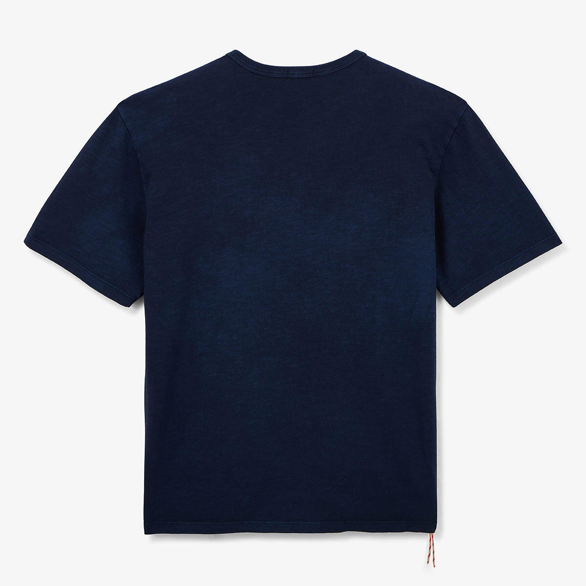 T-shirt girocollo in jersey di cotone fiammato con effetto pigment dye blu navy 2/4