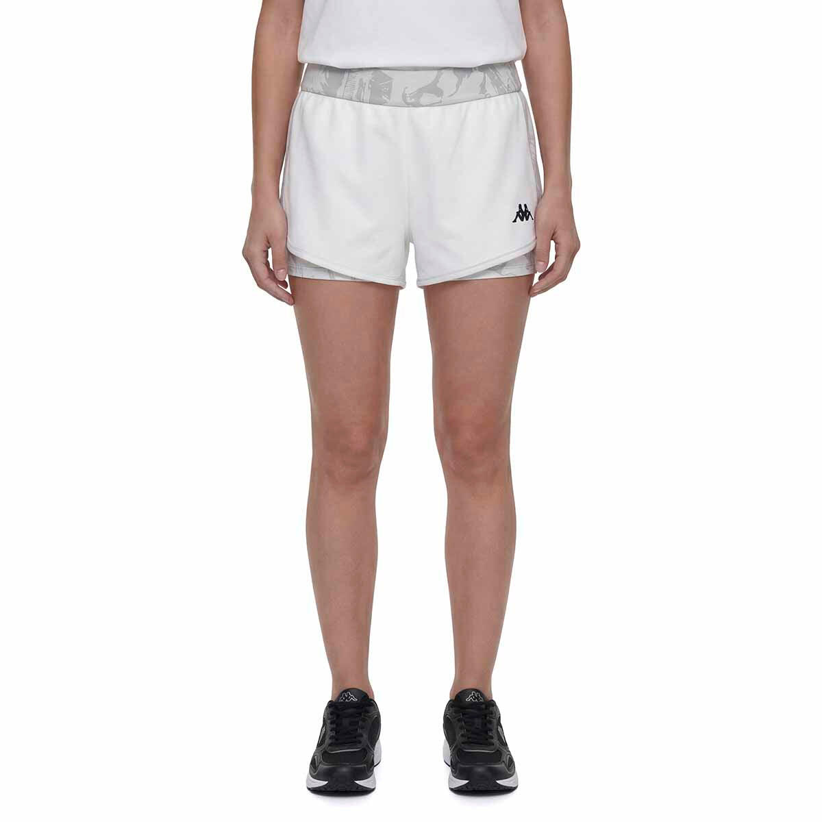 Pantaloncini sportivi da donna in poliestere bianco da training 2/7
