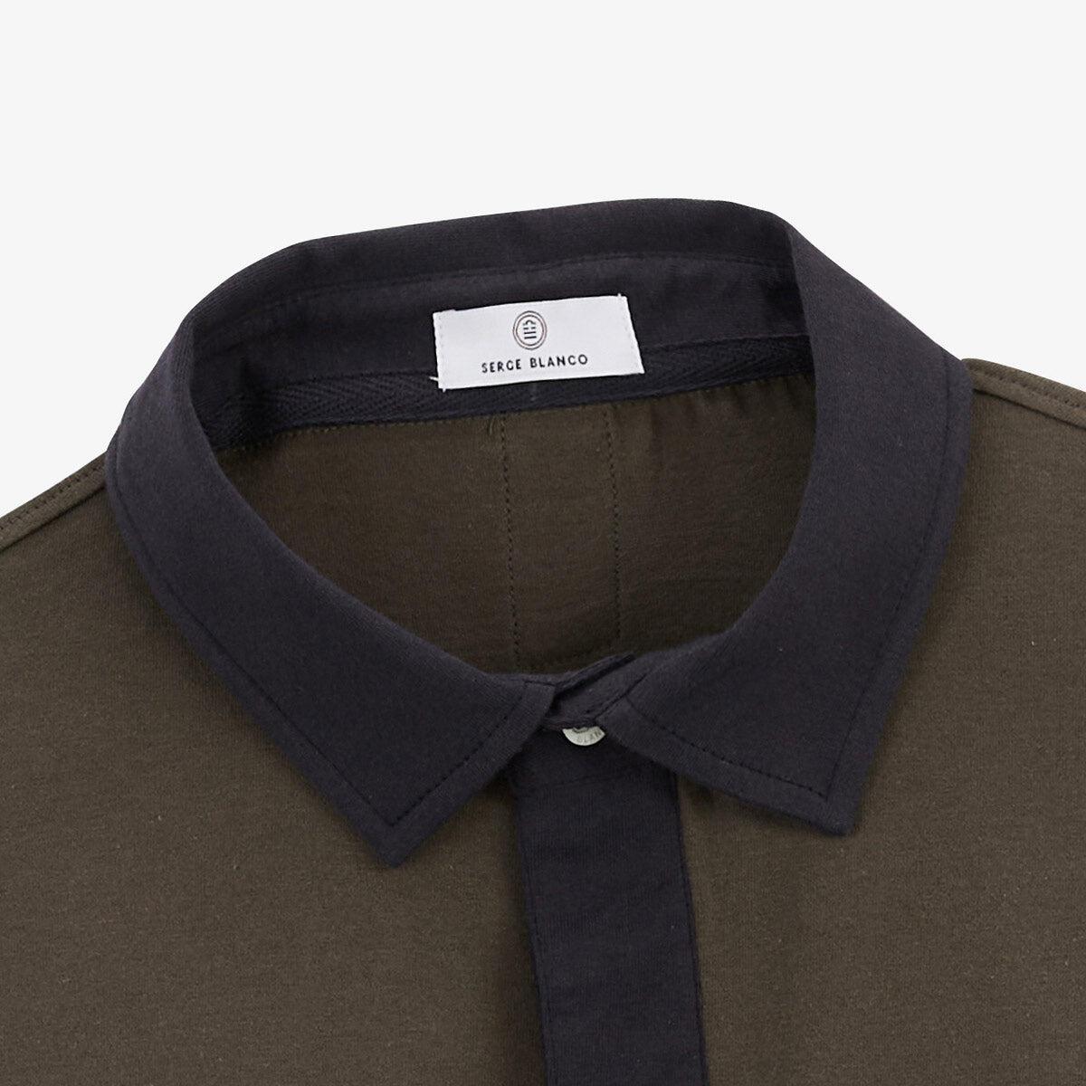 Maglia da rugby in jersey di cotone marrone argilla con collo a contrasto 4/5