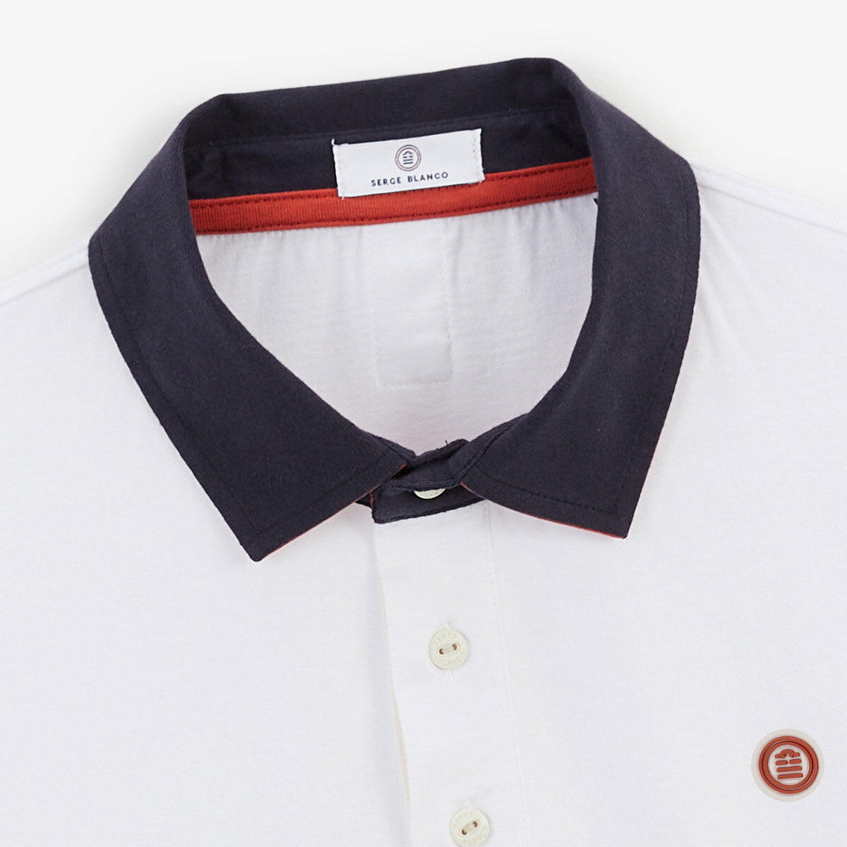 Polo de manga corta de jersey de algodón 15, color blanco 3/4