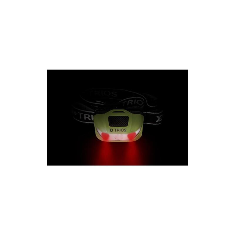 Lanternă frontală TRIOS cu LED-uri, 1 LED alb și 2 LED-uri roșii, lampă de cap