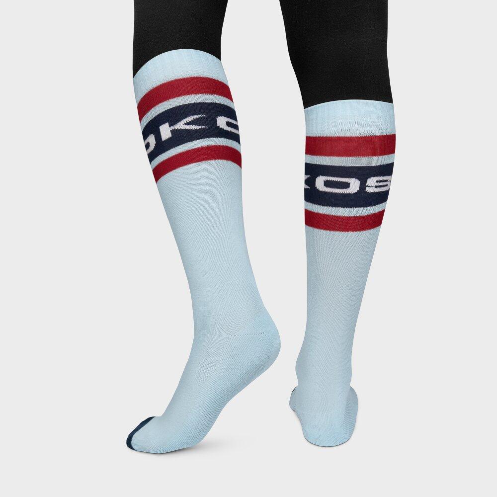Chaussettes de ski rétro Homme et Femme Albulapass Light Blue Bleu 4/5