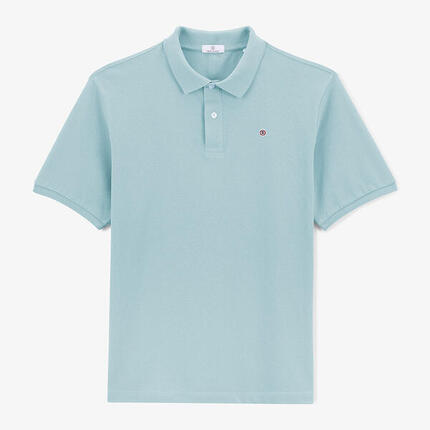 Polo manches courtes en coton maille piquée Lucas bleu céleste