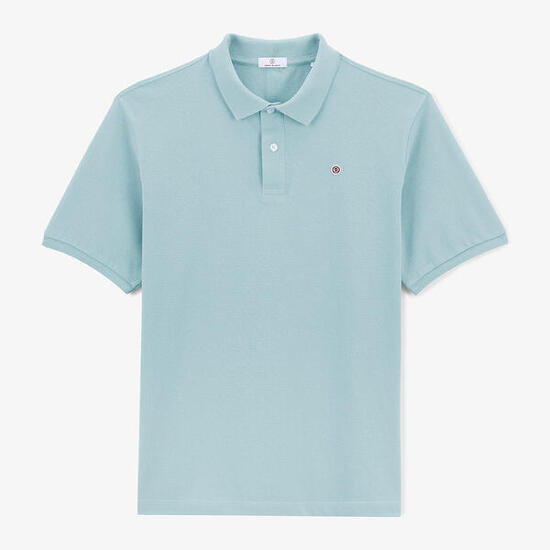 Polo manches courtes en coton maille piquée Lucas bleu céleste