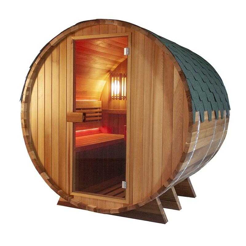 Sauna extérieur en Cèdre rouge Boreal® TRC - Tonneau Barrel 180 * 180 2/7