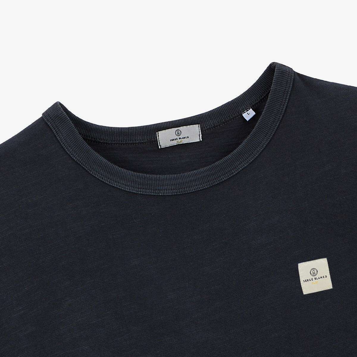 T-shirt girocollo in jersey fiammato con effetto pigment dye grigio antracite 4/5
