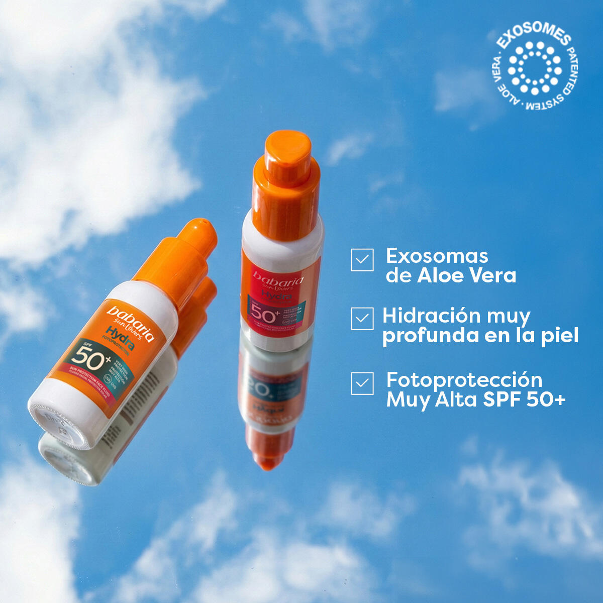 Babaria Fluido Solar Facial SPF 50+ Exoxomas de Aloe Vera 40 g 3/5
